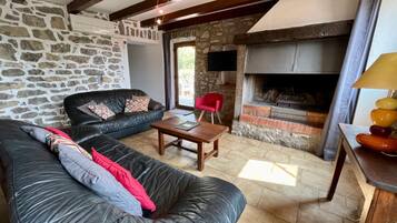 Televisión, chimenea y tenis de mesa