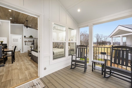 Premium bedding, in-room safe, individually furnished, laptop workspace. Carolina Camp Cedar
