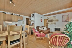 Televisie, een open haard, een dvd-speler en een stereo