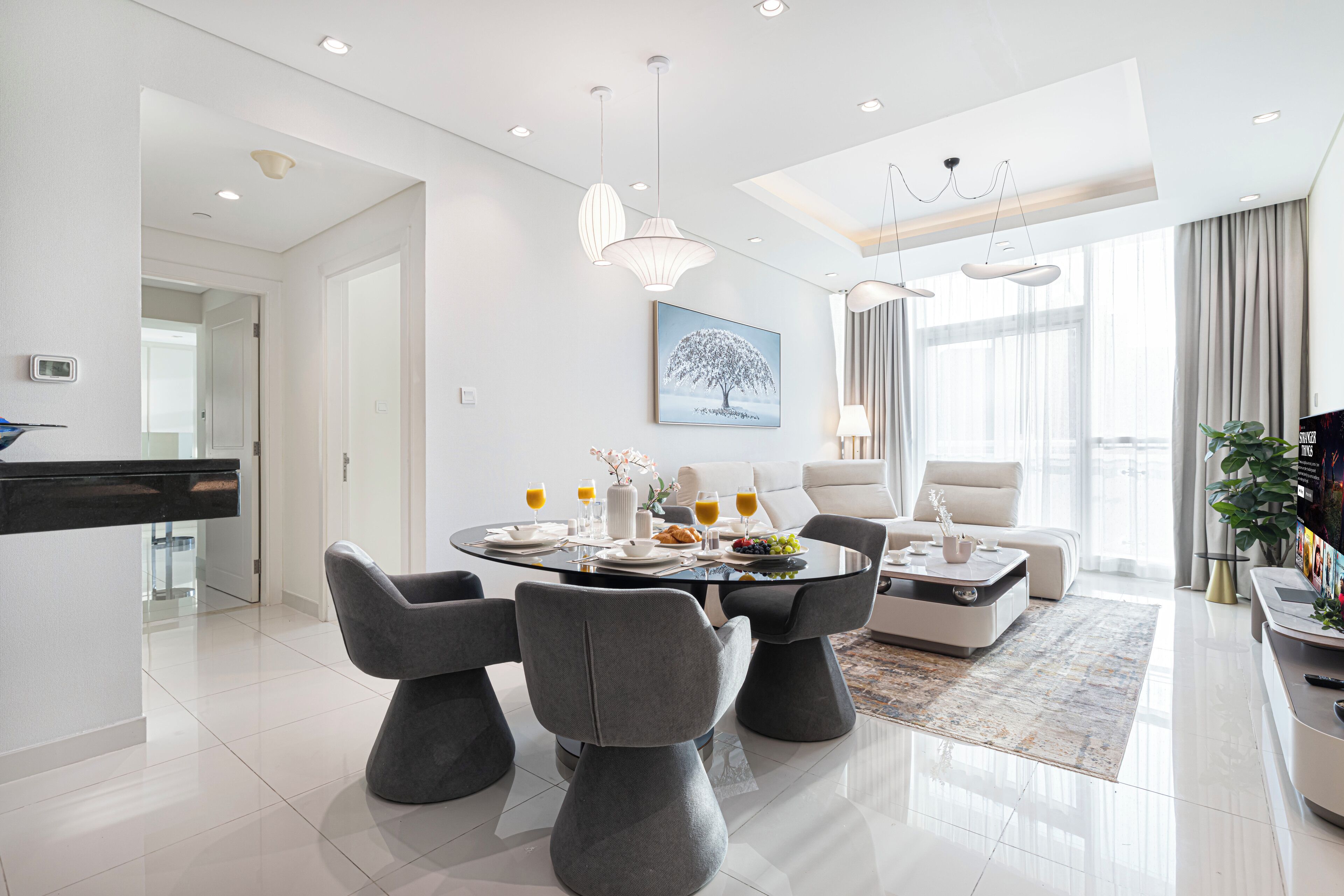 Leilighet, byutsikt | Oppholdsrom | Plasma-TV