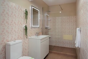 Douche, séchoir à cheveux, serviettes fournies