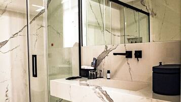 Standard Room, Balcony, City View | Bathroom | Shower, hair dryer, slippers, towels