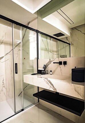 Standard Room, Balcony, City View | Bathroom | Shower, hair dryer, slippers, towels