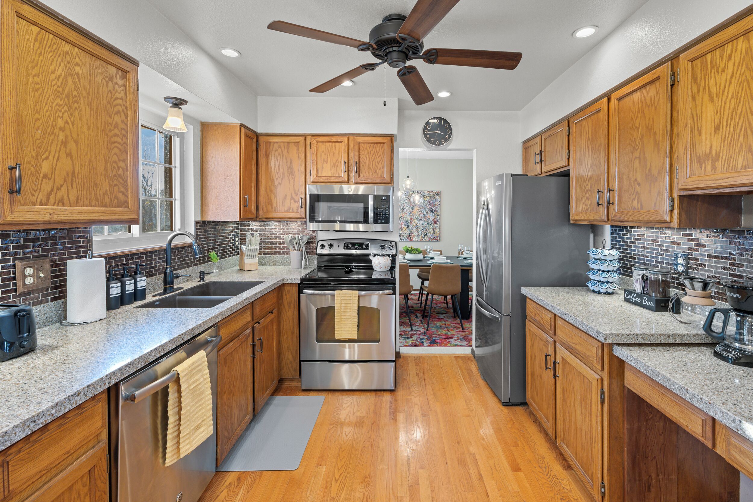 Microwave, oven, stovetop, dishwasher