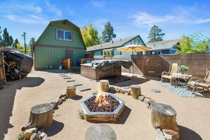 Terrace/patio - Elysian Escape - AC, Hot Tub, Foosball, and Firepit! (Big Bear City)