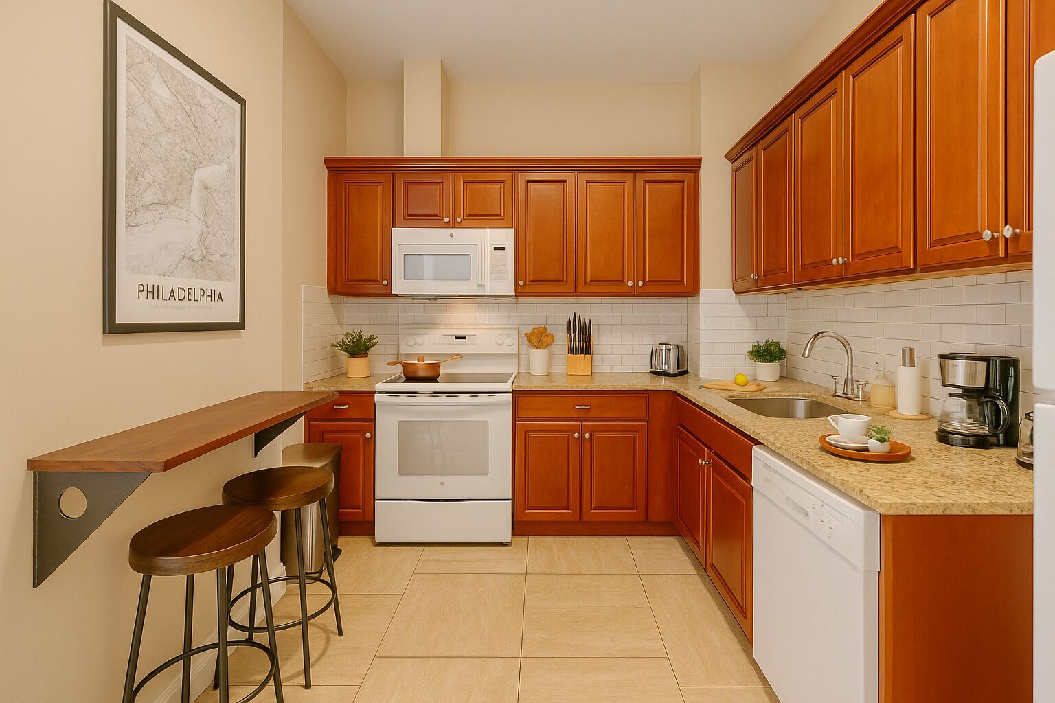 Microwave, oven, stovetop, dishwasher