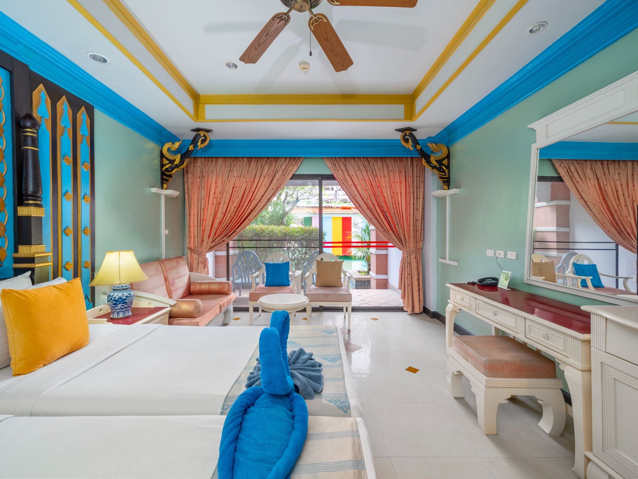 Deluxe Twin Bed with Pool Access | Desk, free WiFi