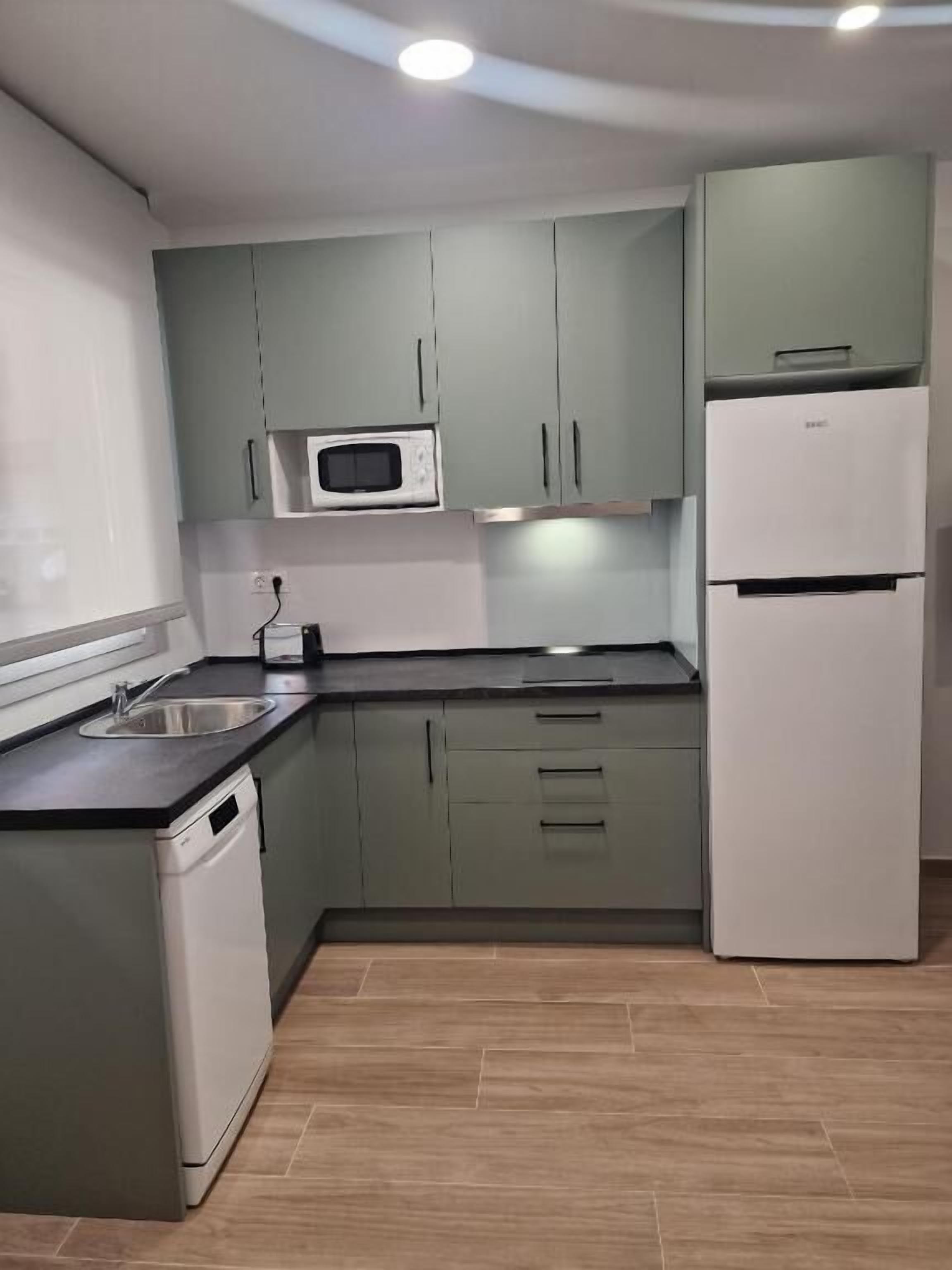 Apartamento, vista para a cidade | Cozinha privada | Geladeira grande, micro-ondas, cooktop, lava-louças