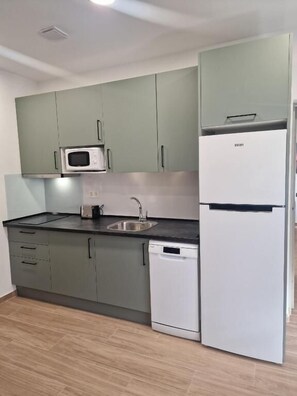 Apartamento 108 | Private kitchen | Full-sized fridge, microwave, stovetop, dishwasher