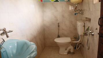 Slippers, towels, soap, toilet paper