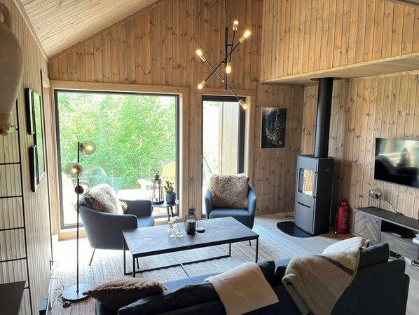 Living room - Cozy Family Cabin Ski Centre, Shuttle bus (Krodsherad)