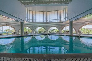 Indoor pool, a heated pool - Sunrise on the Coast- Diamond Beach 3/2 Condo - Ocean & Pool Views from Balcony (Galveston)