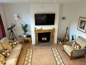 TV, fireplace