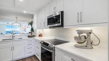 Fridge, microwave, oven, dishwasher