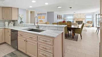 Fridge, microwave, oven, dishwasher