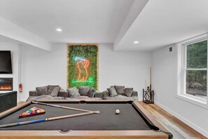 Pool table and lounge seating