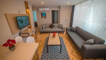 Superior Apartment, 2 Bedrooms | Living area | 43-inch Smart TV with satellite channels, Netflix, streaming services