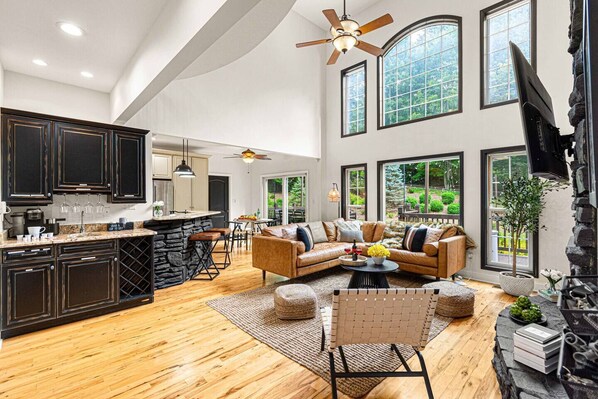 Televisio, takka, videopelejä, kirjoja