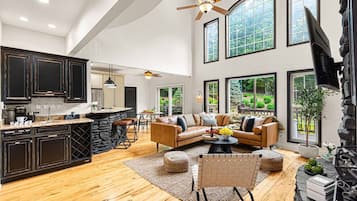 Smart TV, chimenea, videojuegos y libros