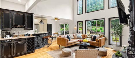 Smart TV, fireplace, video games, offices