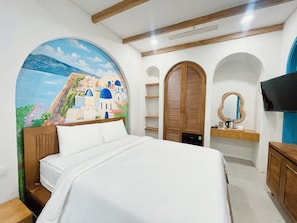 スタンダード ダブルルーム 禁煙 冷房 | 遮光カーテン、WiFi (無料)、ベッドシーツ