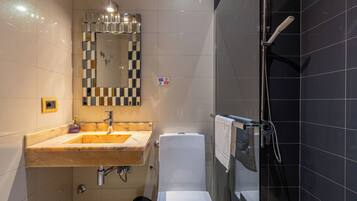 Serviettes fournies, savon, shampoing, papier toilette