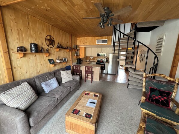 TV, fireplace