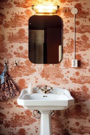 Shower, hair dryer, shampoo