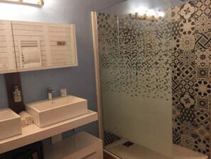 Sèche-cheveux, serviettes fournies, savon, papier toilette