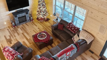 Fireplace, books