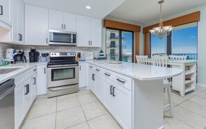 Fridge, microwave, oven, dishwasher