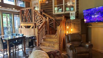 Smart TV, fireplace, video games, books