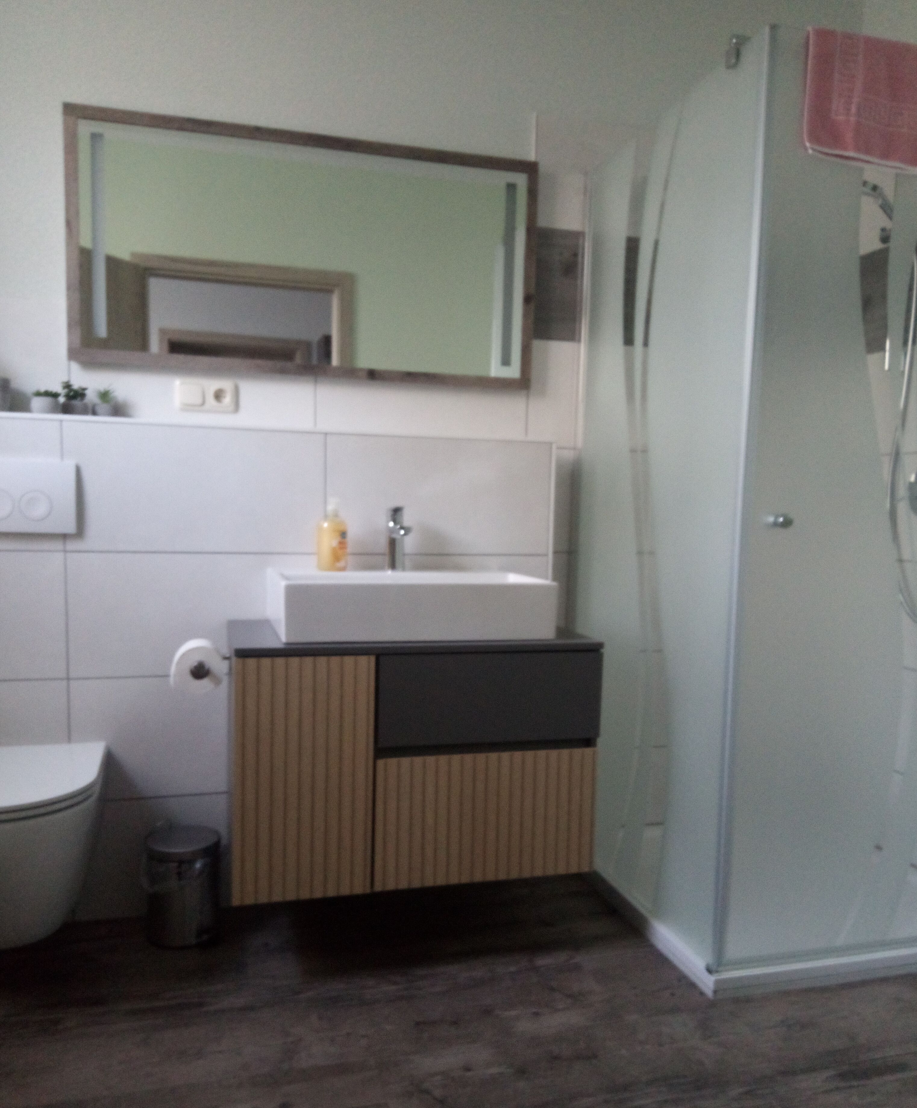 Regadera, toallas, jabón, papel de baño 