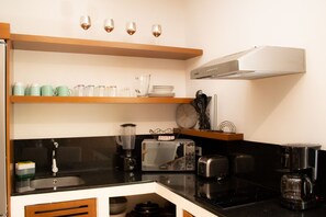 Fridge, microwave, stovetop, coffee/tea maker - NHOA 107B Lux 1BR Condo Pool access in Aldea Zama (Tulum)