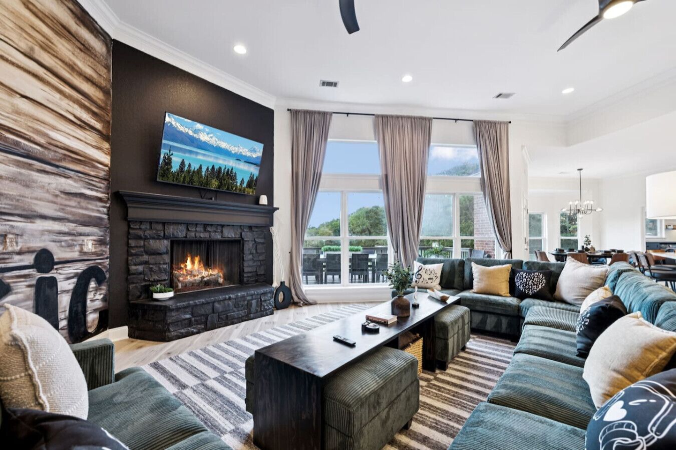 TV, fireplace, table tennis