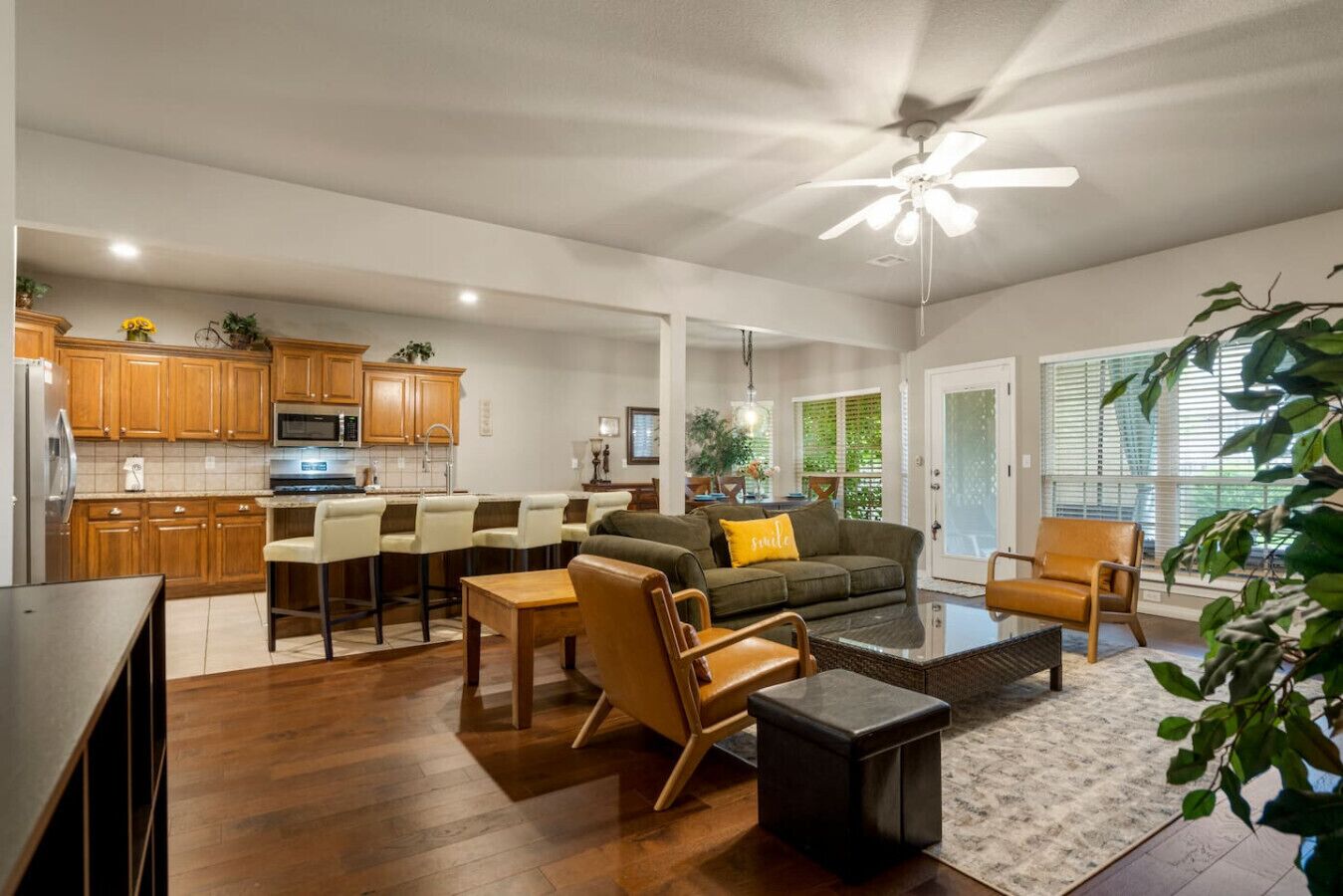 TV, fireplace, offices, computer monitors