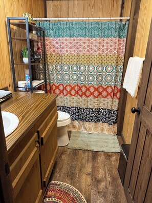 Hair dryer, towels, soap, toilet paper - 66 Tiny House (Clinton)