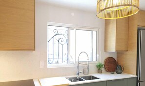 Fridge, microwave, oven, dishwasher
