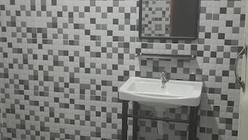 Shower, towels, soap, shampoo