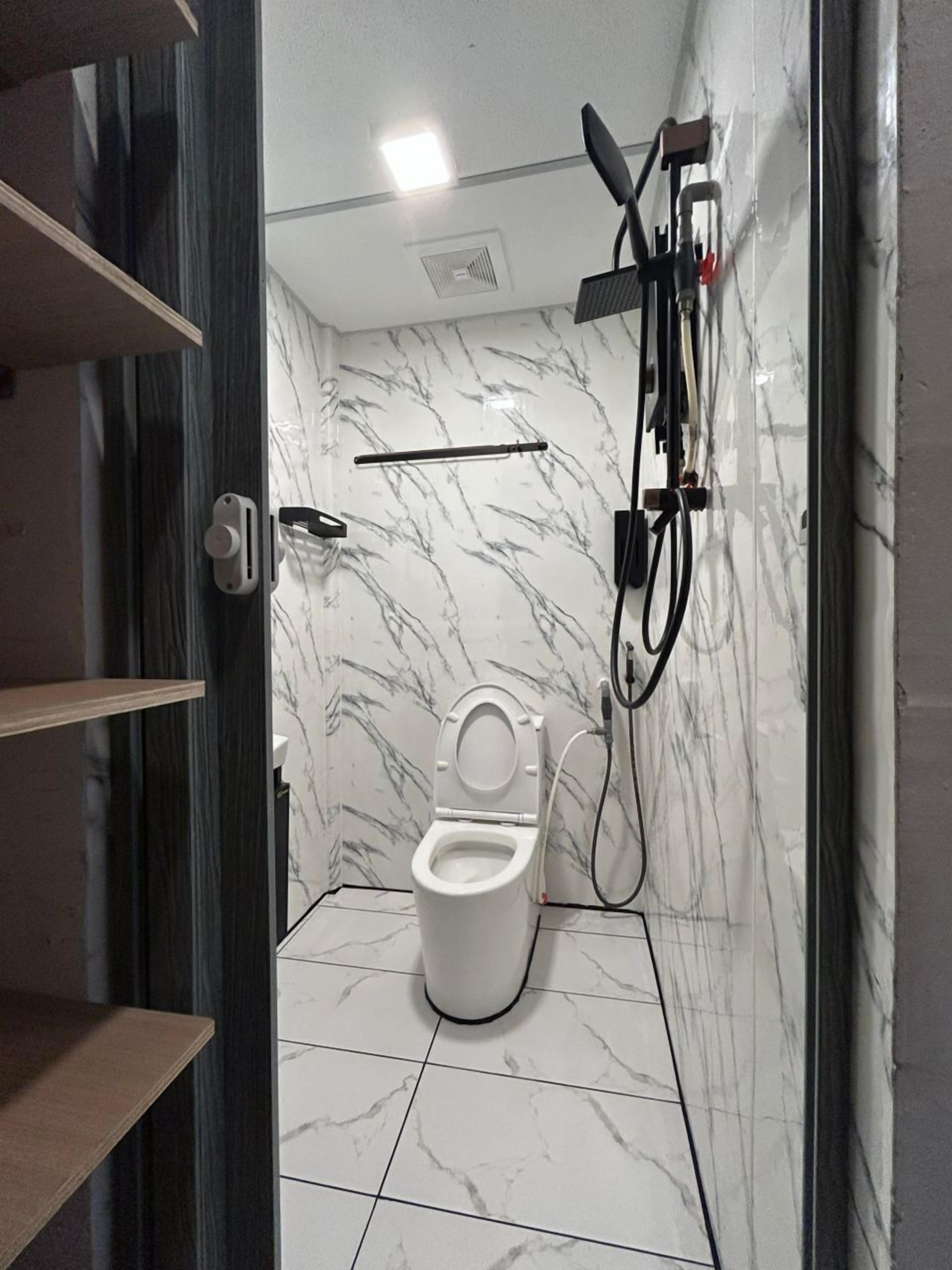 Shower, soap, shampoo