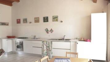 Fridge, oven, stovetop, coffee/tea maker