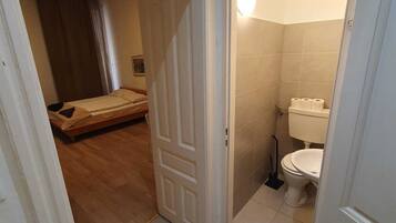 Basic Apartment | Bathroom | Shower, free toiletries, hair dryer, towels