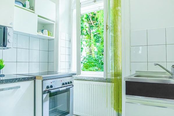 Frigobar, microondas, horno, placa de cocina