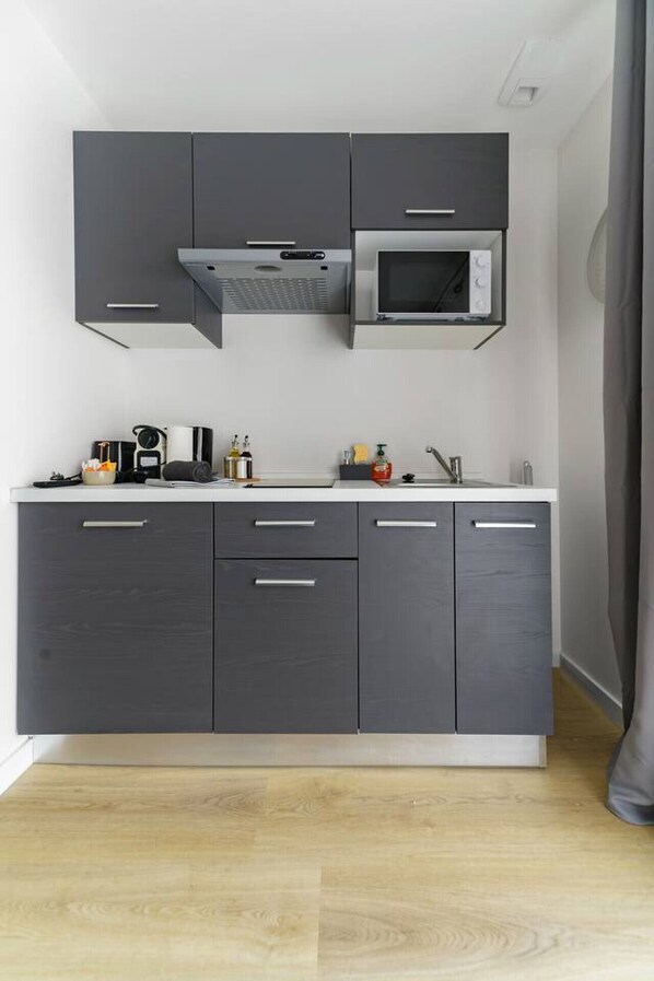 Frigorífic, microones, placa de cuina i cafetera i tetera 