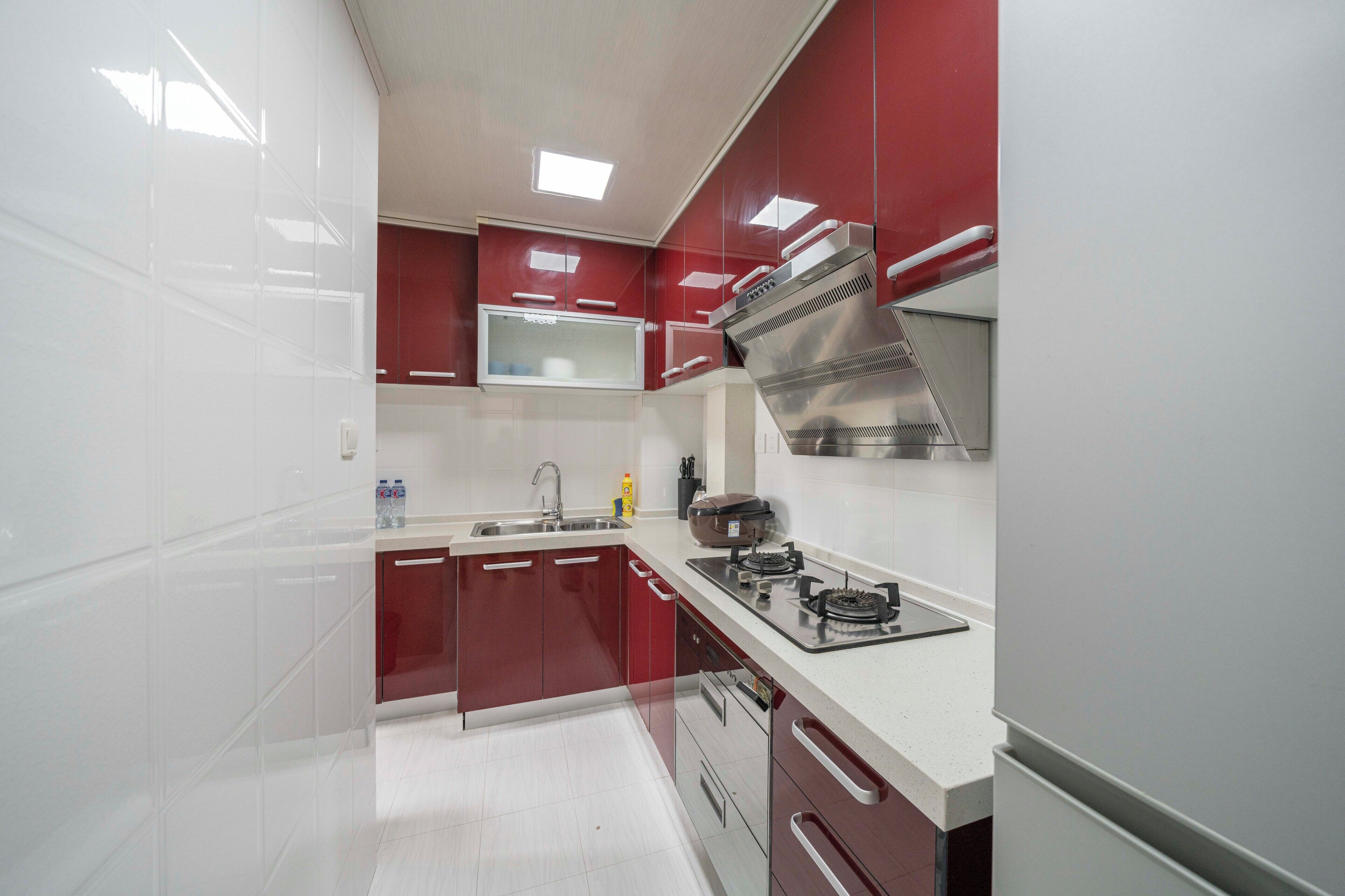 高级公寓, 2 间卧室, 城市景观 | 私人厨房