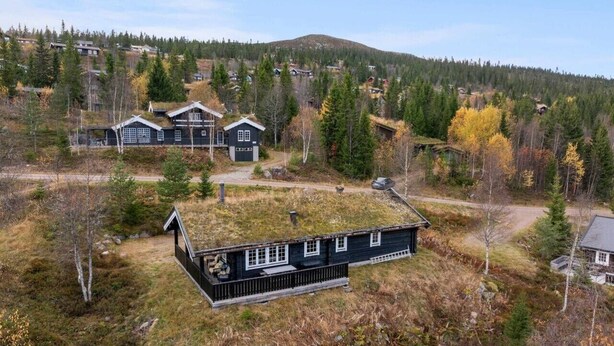 A large house with a fenced yard, surrounded by trees and a hilly landscape. - Trysilfjell 615 by Vacation Trysil (Trysil)