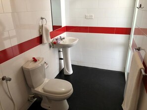 ฝักบัว, ผ้าเช็ดตัว, สบู่, ยาสระผม