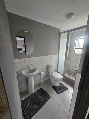 Deluxe Double Room, Patio | Bathroom | Soap, shampoo, toilet paper