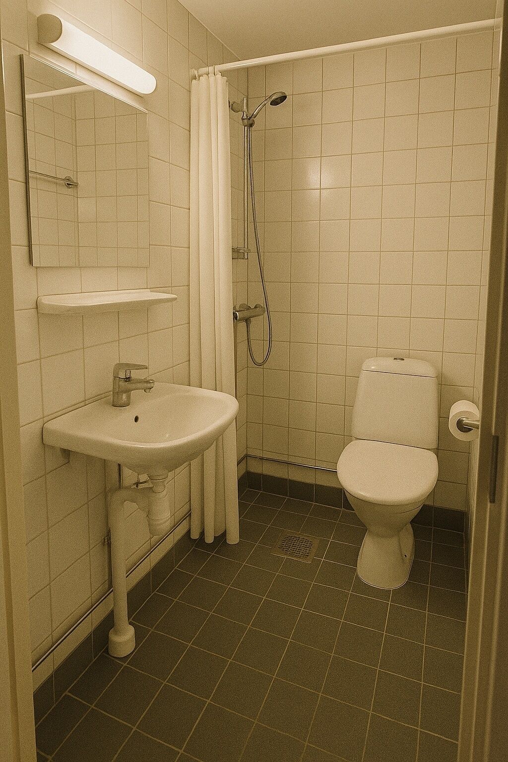 Basic Single Room, 1 Twin Bed | Bathroom | Shower, towels, shampoo, toilet paper