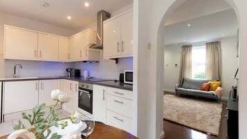 Fridge, microwave, oven, toaster